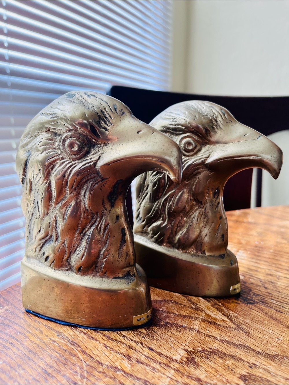 Brass Eagle Head Bookends - Pair